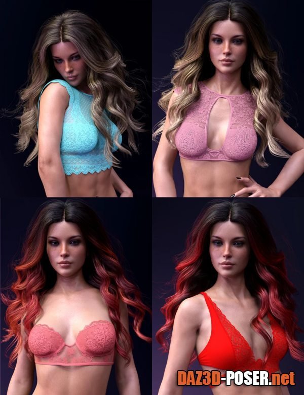 Dawnload X-Fashion Lace Tops Set for Genesis 8 and 8.1 Females for free