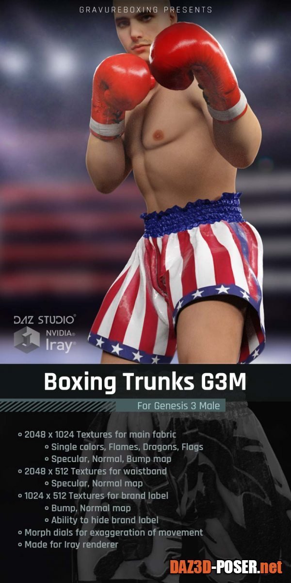 Dawnload Boxing Trunks G3M for Genesis 3 Male for free