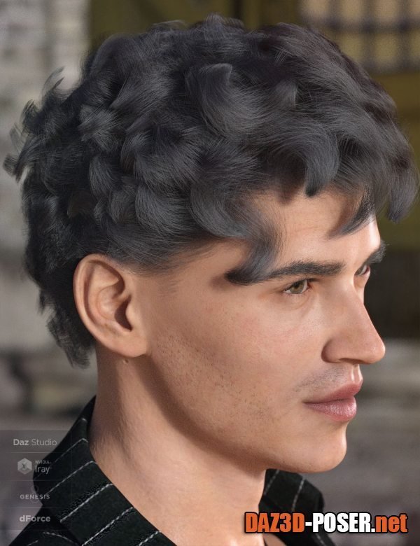 Dawnload dForce Emile Hair for Genesis 3 and 8 Male(s) for free