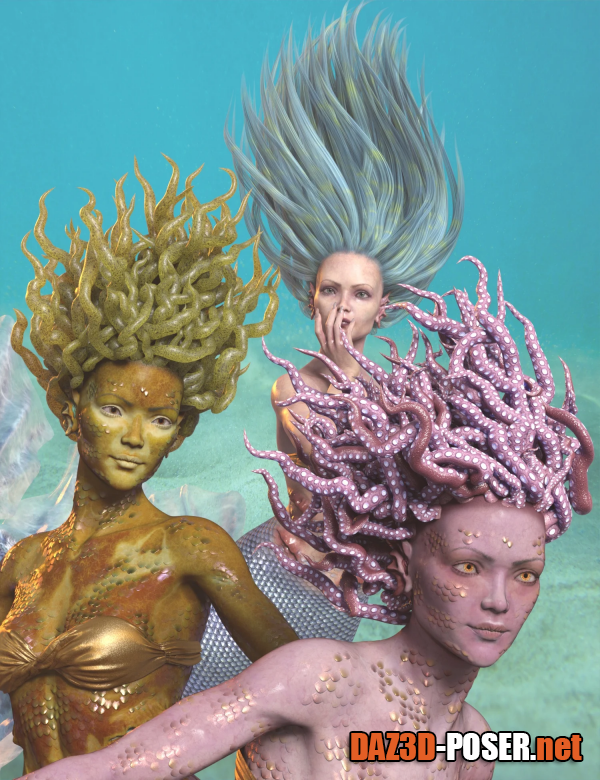 Dawnload dForce Marina Mermaid Hair for Genesis 8 Females for free