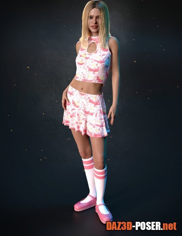 Dawnload dForce Sugar Rush Outfit for Genesis 8 and 8.1 Females for free