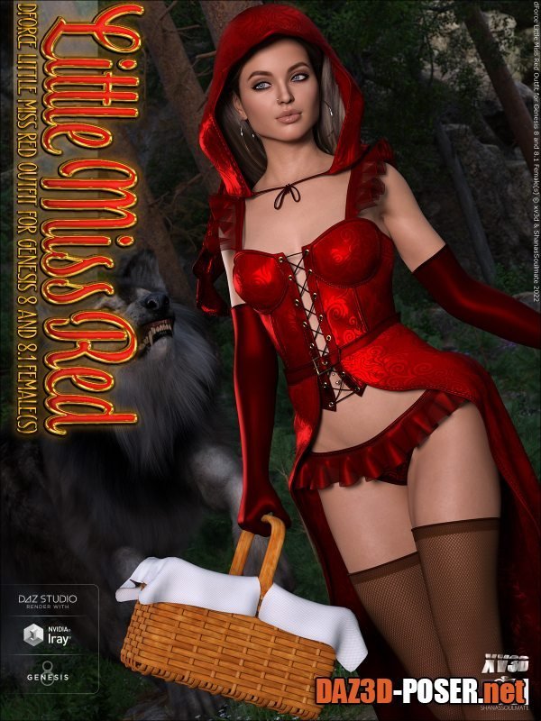 Dawnload dForce Little Miss Red Outfit for Genesis 8 and 8.1 Females for free