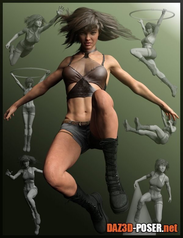 Dawnload Gravity in Action Poses for Genesis 3 and 8 Female for free