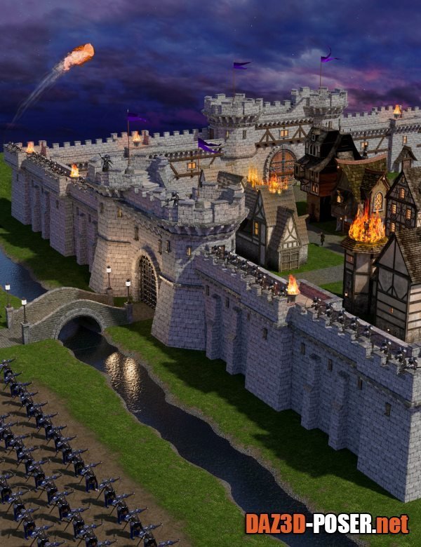 Dawnload Medieval Village Walls Construction Set for free