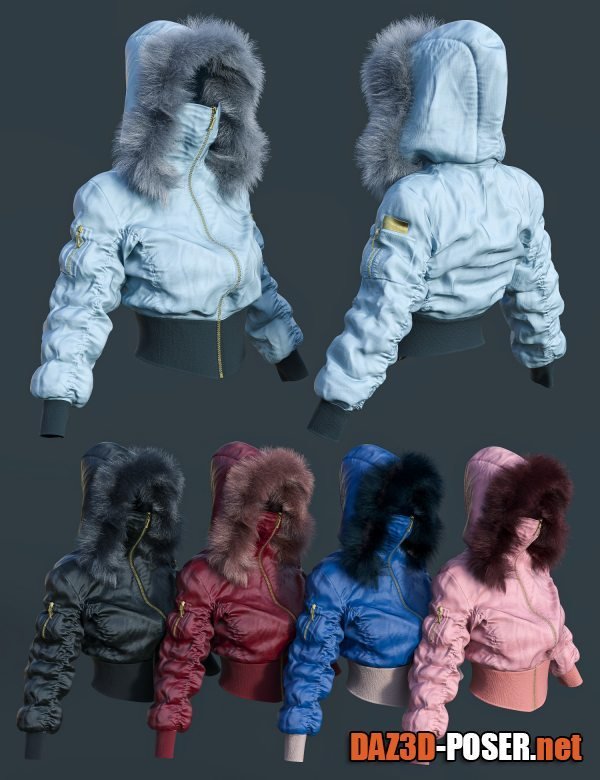 Dawnload Puffer Coat with dForce Fur Trim for Genesis 8 and 8.1 Females for free