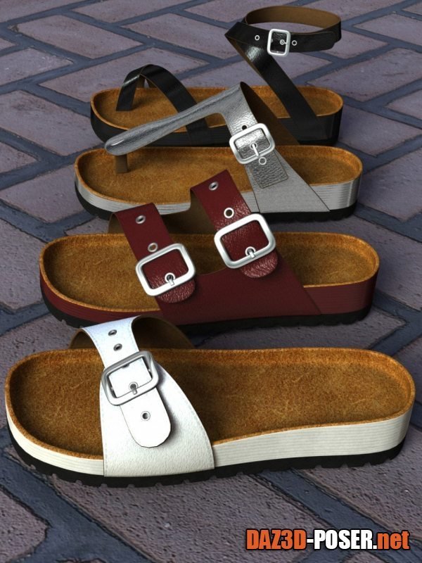 Dawnload Summer Sandals Volume 1 for Genesis 2, Genesis 3 and Genesis 8 Female(s) for free