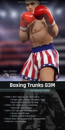Boxing Trunks G3M for Genesis 3 Male
