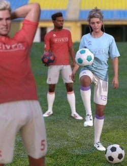 Kickabout Soccer Ball and Poses for Genesis 8 and 8.1 Male and Female