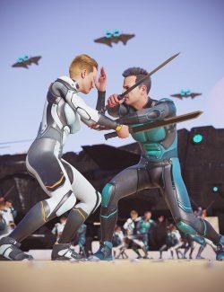 Sci-Fi Sword and Fighting Poses for Genesis 8