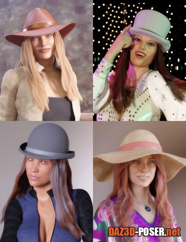 Dawnload Brimmed Hats for Beanie Hair for Genesis 8 and 8.1 Females for free