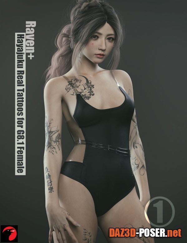 Dawnload RAV Hayajuku Stylish Tattoos ONE for Genesis 8.1 Female(s) for free