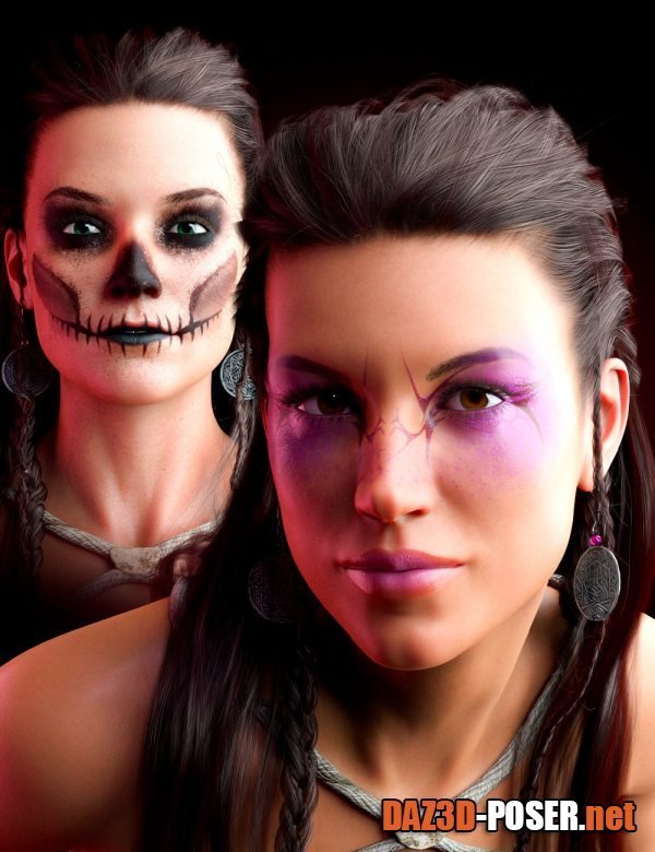 Dawnload M3D Fantasy Makeup Geoshell and Earrings for Genesis 8 and 8.1 Females for free