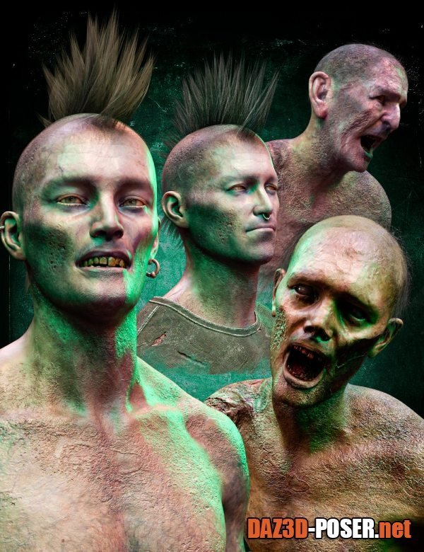Dawnload M3DZ Zombie Hair Set for Genesis 8 and 8.1 Males for free