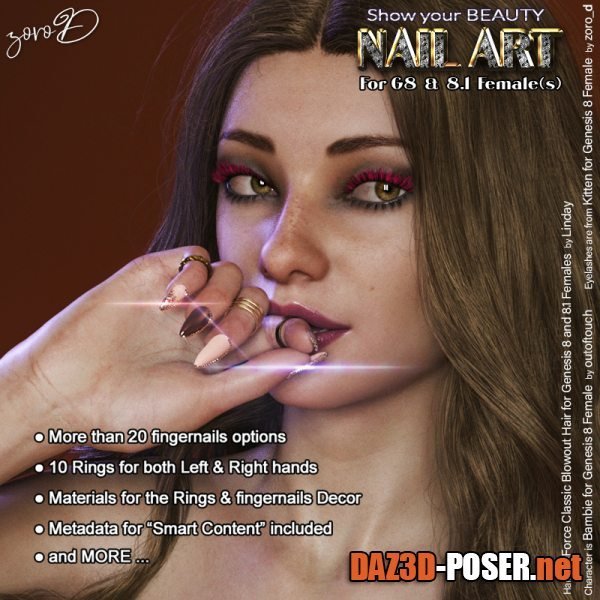 Dawnload Nail Art for Genesis 8 and 8.1 Female(s) for free
