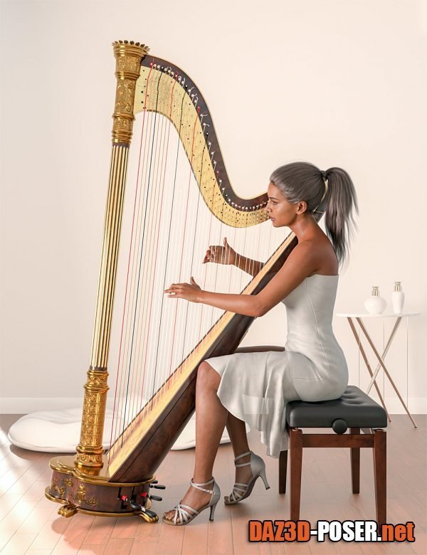 Dawnload Concert Harp and Poses for Genesis 8 and 8.1 for free