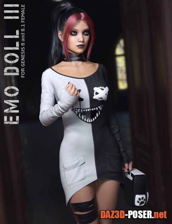 Dawnload dForce Emo Doll III for Genesis 8 and 8.1F for free