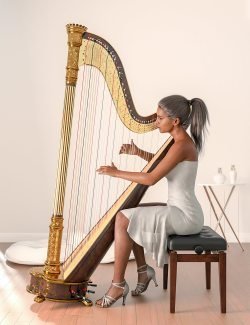 Concert Harp and Poses for Genesis 8 and 8.1