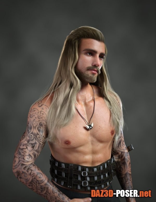 Dawnload Antonio dForce Long Hair and Beard for Genesis 8 and 8.1 Male and Genesis 9 for free