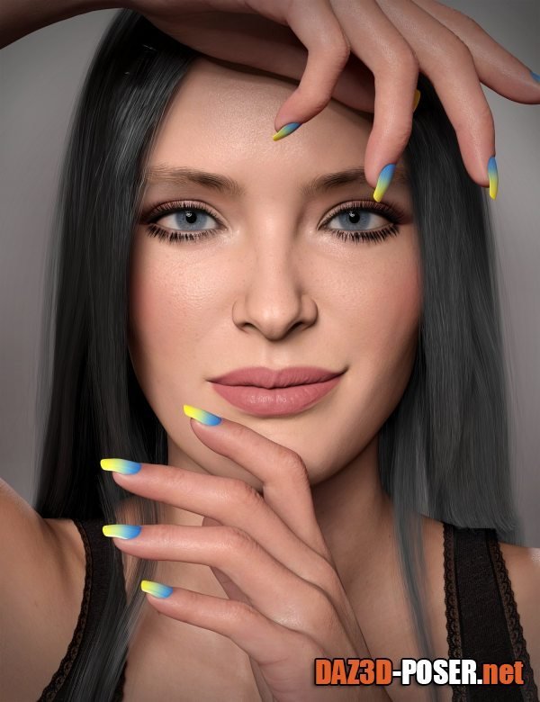 Dawnload Blue Sky Nails for Genesis 8 and 8.1 Female for free