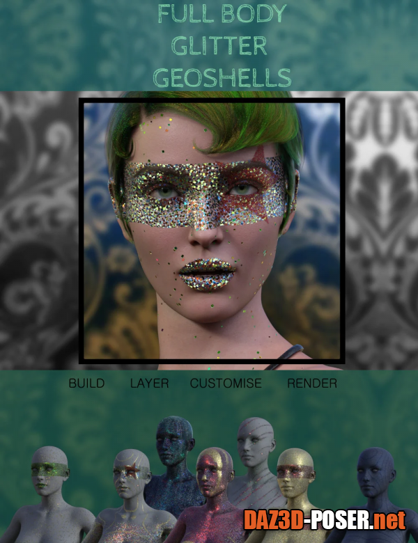 Dawnload Full Body Glitter Geoshells for Genesis 8.1 Females for free
