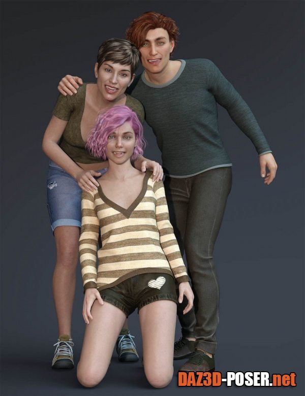 Dawnload Family of Three - Poses for Genesis 8 for free