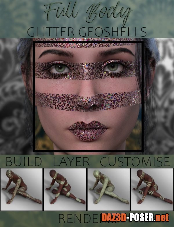 Dawnload Full-Body Glitter Geoshells for Genesis 9 for free