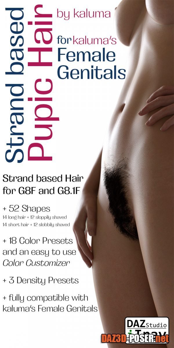 Dawnload Strand Based Pubic Hair for Female Genitals - G8F & G8.1F - IRAY for free