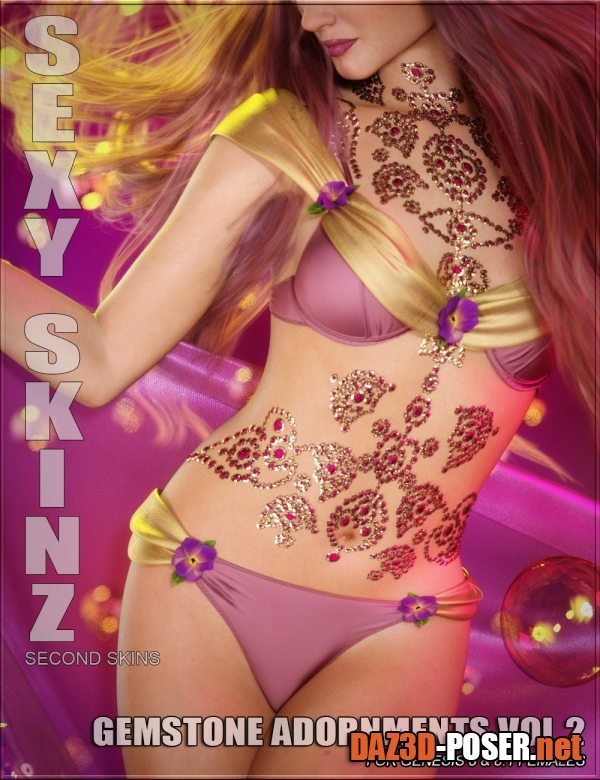 Dawnload Sexy Skinz – Gemstone Adornments Vol 2 for Genesis 8 and 8.1 Females for free