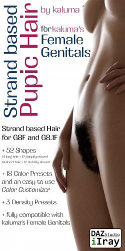 Strand Based Pubic Hair for Female Genitals - G8F & G8.1F - IRAY