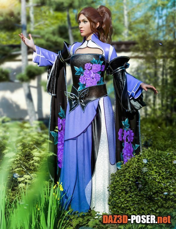 Dawnload dForce Chinese Hanfu Outfit for Genesis 8 and 8.1 Females for free
