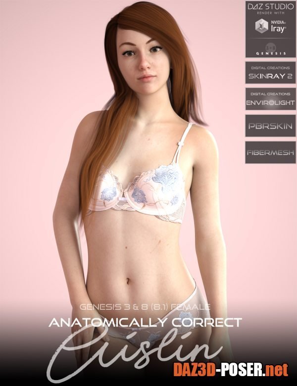 Dawnload Anatomically Correct: Aislin for Genesis 3 and Genesis 8 Female (8.1) for free