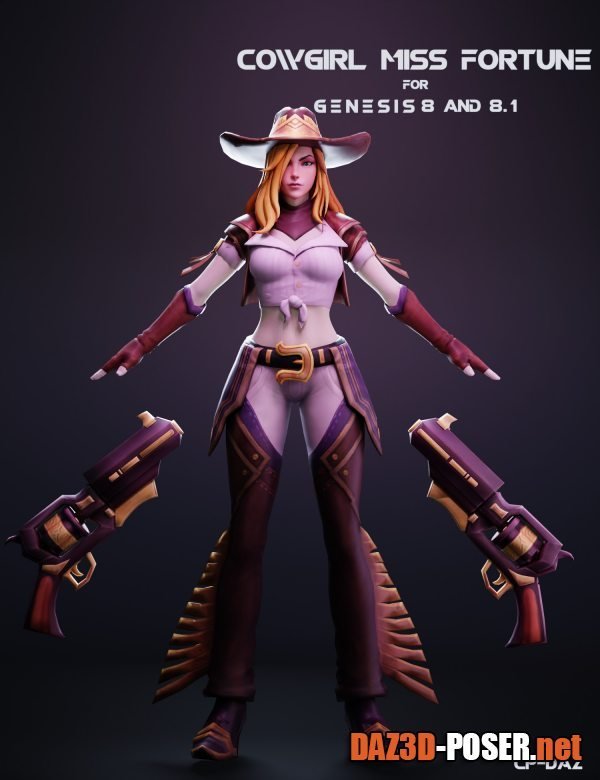 Dawnload Cowgirl Miss Fortune For Genesis 8 and 8.1 Female for free