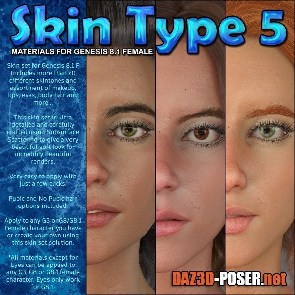 Dawnload Exnem Skin Type 5 for Genesis 8.1 Female for free