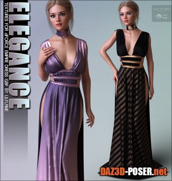 Dawnload Elegance Textures for dForce Empire Dress G8F for free