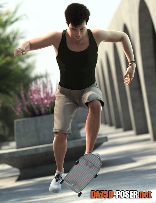 Dawnload Skate Away Poses for Genesis 9 and BW Skateboard 06 for free