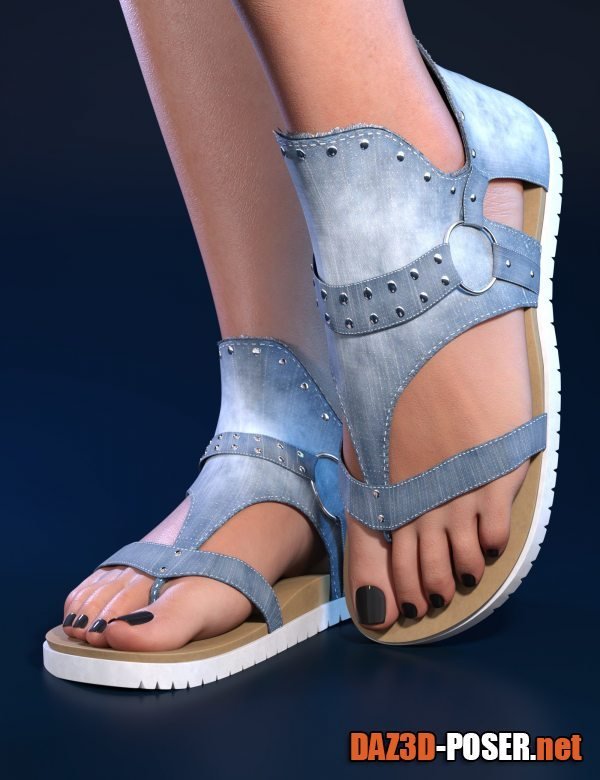 Dawnload Candace Denim Sandals for Genesis 8 and 9 for free