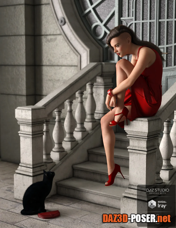 Dawnload dForce Red Dress for Genesis 8 Female(s) for free