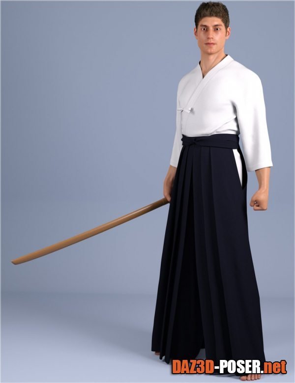 Dawnload dForce HnC Kendo Uniform Outfits for Genesis 8.1 Males for free