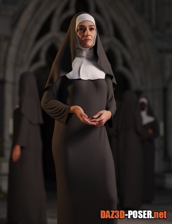 Dawnload dForce Nun Outfit for Genesis 9 for free