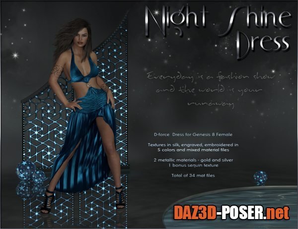 Dawnload dForce Night Shine Dress for Genesis 8 Females for free