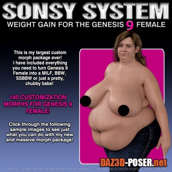 Dawnload Sonsy Weight Gain System for Genesis 9 Female for free