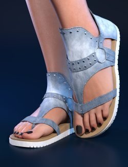 Candace Denim Sandals for Genesis 8 and 9