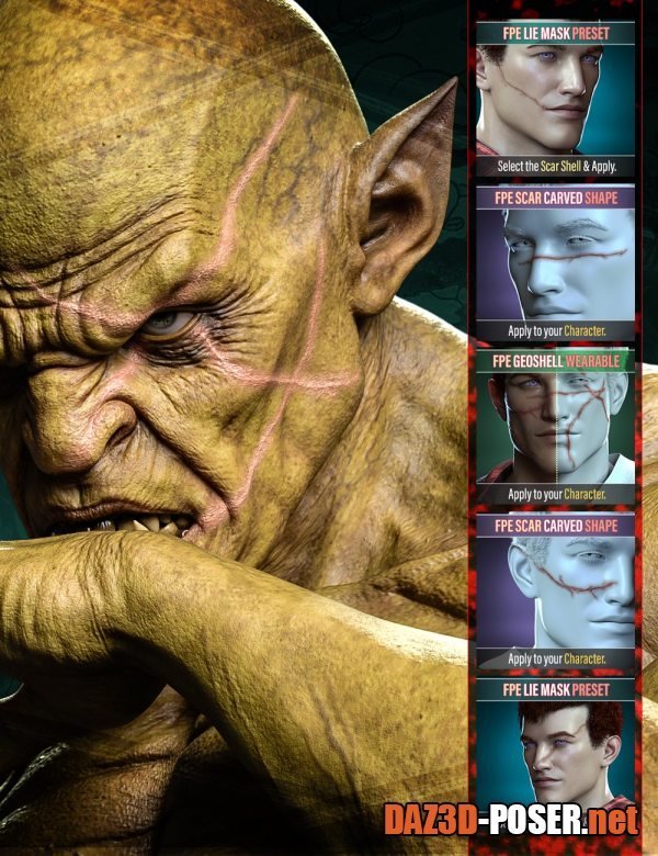 Dawnload FPE HD Face Scars Severe for Genesis 9 for free