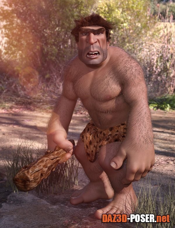 Dawnload Stylized Caveman, Hair, and Accessories for Genesis 8 Male for free