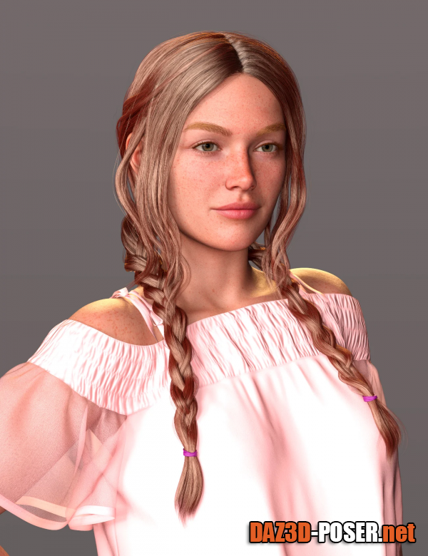 Dawnload Cowgirl Braids and Accessories for Genesis 9 Feminine for free