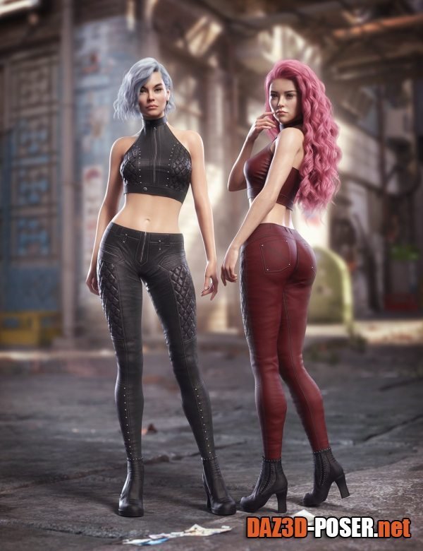 Dawnload dForce Leather Outfit for Genesis 9, 8.1, and 8 for free