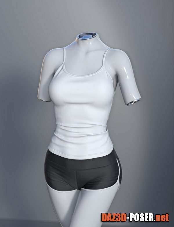 Dawnload dForce SU Shorts Vest Suit for Genesis 9, 8.1, and 8 Female for free