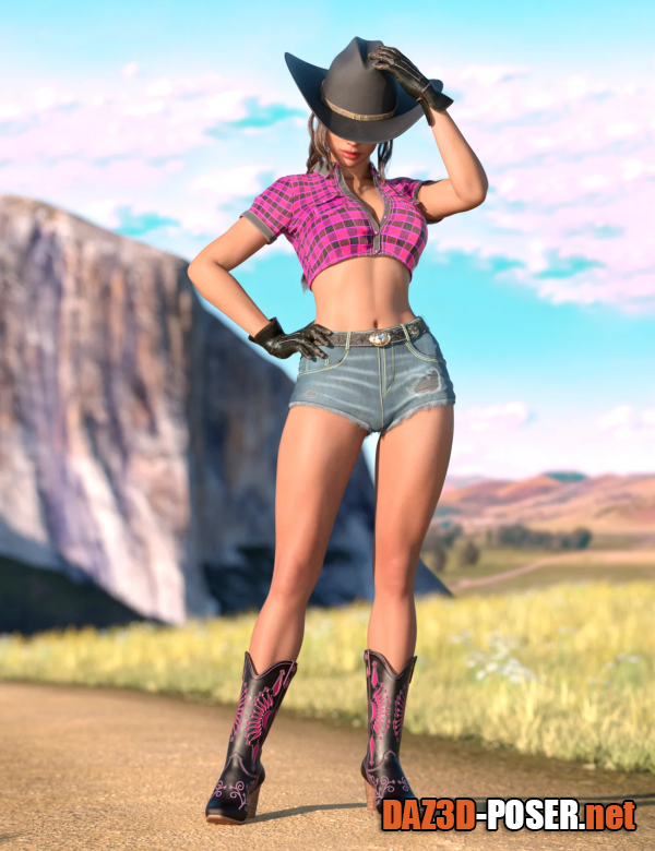 Dawnload Wild West Cowgirl Outfit for Genesis 9 Feminine for free