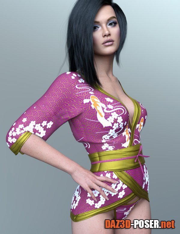 Dawnload dForce Kimono Lingerie Top for Genesis 9 for free