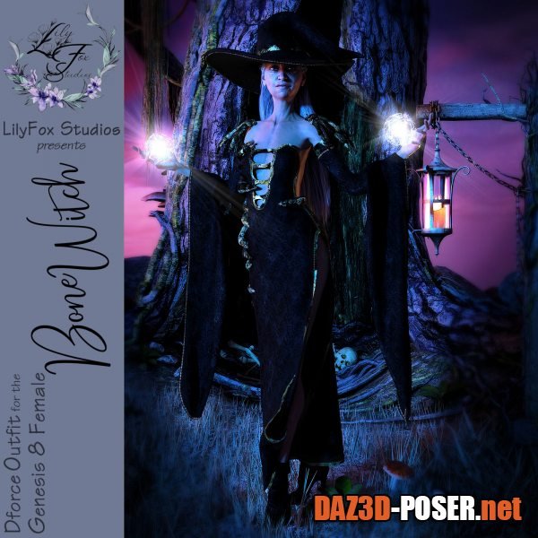 Dawnload LFS dForce Bone Witch Outfit for Genesis 8 Female for free